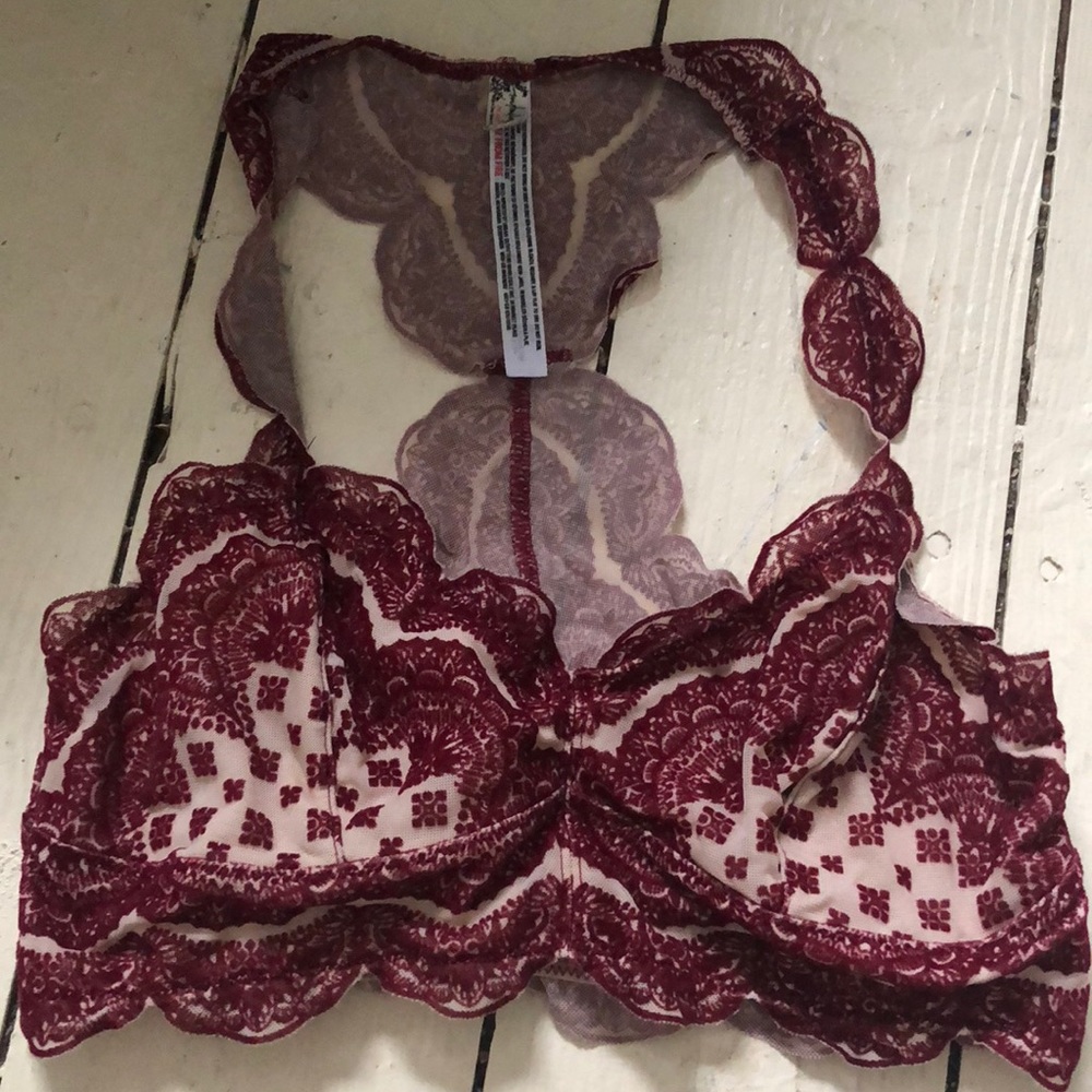 Free people bralette detailed burgundy! Size small